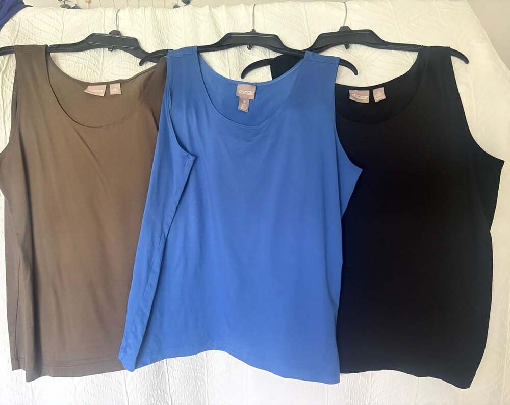 Chico's Microfiber Tank Size 3 Set of 3 Brown Blue Black